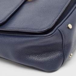 Aigner Navy Blue Leather Genoveva M Top Handle Bag 