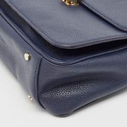 Aigner Navy Blue Leather Genoveva M Top Handle Bag 