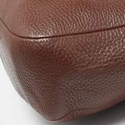Pre Owned Aigner Brown Leather Zip Crossbody Bag