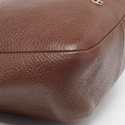 Pre Owned Aigner Brown Leather Zip Crossbody Bag