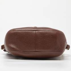 Pre Owned Aigner Brown Leather Zip Crossbody Bag