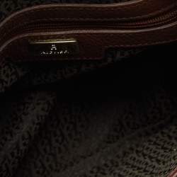 Pre Owned Aigner Brown Leather Zip Crossbody Bag