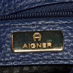 Pre Owned Aigner Blue Leather Crossbody Bag