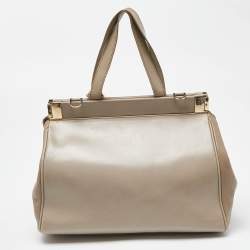 Aigner Beige Leather Frame Tote