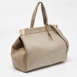 Aigner Beige Leather Frame Tote