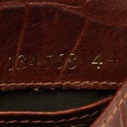 Pre Owned Aigner Dark Brown Croc Embossed Leather Logo Flap Crossbody Bag