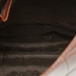 Pre Owned Aigner Dark Brown Croc Embossed Leather Logo Flap Crossbody Bag