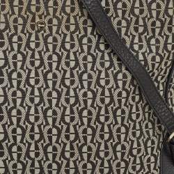 Aigner Black/Grey Signature Canvas and Leather Tote