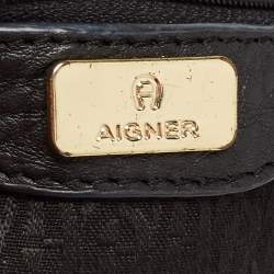 Aigner Black/Grey Signature Canvas and Leather Tote