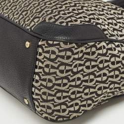 Aigner Black/Grey Signature Canvas and Leather Tote