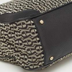 Aigner Black/Grey Signature Canvas and Leather Tote