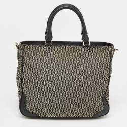 Aigner Black/Grey Signature Canvas and Leather Tote