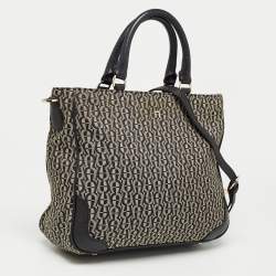 Aigner Black/Grey Signature Canvas and Leather Tote