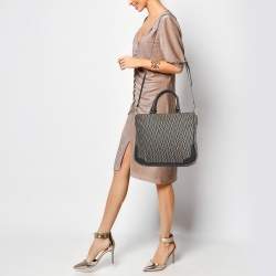 Aigner Black/Grey Signature Canvas and Leather Tote
