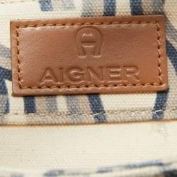 Aigner Beige/Blue Signature Canvas Tote