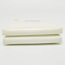 Aigner White Patent Leather Logo Flap Tote