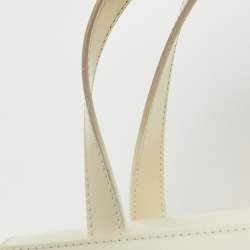 Aigner White Patent Leather Logo Flap Tote