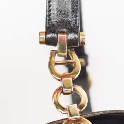 Etienne Aigner Black Glossy Leather Shoulder Bag