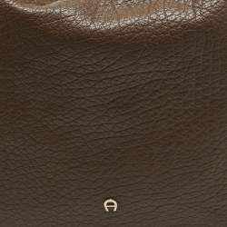 Aigner Dark Brown Leather Logo Hobo