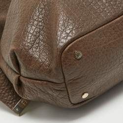 Aigner Dark Brown Leather Logo Hobo