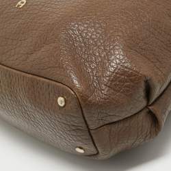 Aigner Dark Brown Leather Logo Hobo