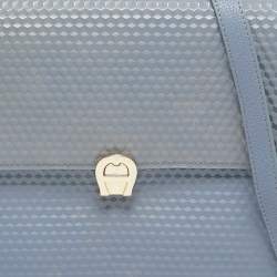 Aigner Blue Embossed Leather Genoveva M Top Handle Bag 