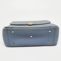 Aigner Blue Embossed Leather Genoveva M Top Handle Bag 