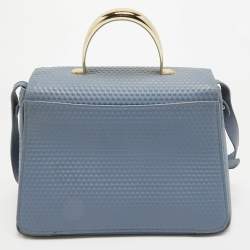 Aigner Blue Embossed Leather Genoveva M Top Handle Bag 
