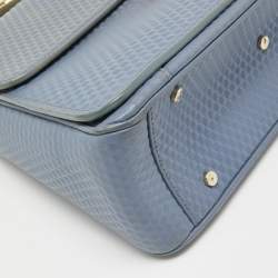 Aigner Blue Embossed Leather Genoveva M Top Handle Bag 