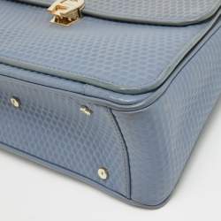 Aigner Blue Embossed Leather Genoveva M Top Handle Bag 