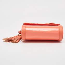Aigner Peach Patent and Leather Clasp Flap Shoulder Bag