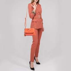Aigner Peach Patent and Leather Clasp Flap Shoulder Bag