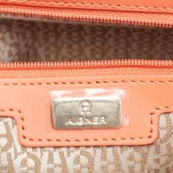 Aigner Peach Patent and Leather Clasp Flap Shoulder Bag