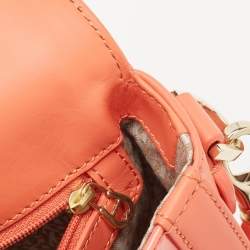 Aigner Peach Patent and Leather Clasp Flap Shoulder Bag