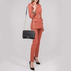 Pre Owned Aigner Black Leather Diadora Shoulder Bag