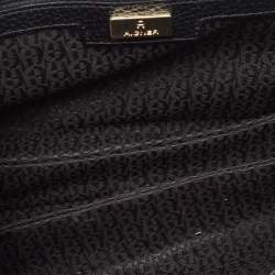 Pre Owned Aigner Black Leather Diadora Shoulder Bag