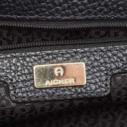 Pre Owned Aigner Black Leather Diadora Shoulder Bag