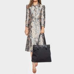 Pre Owned Aigner Black Monogram Canvas and Leather Tote