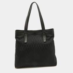 Pre Owned Aigner Black Monogram Canvas and Leather Tote