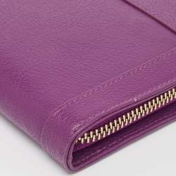 Pre Owned Aigner Purple Leather Cavallina Tassel Continental Wallet