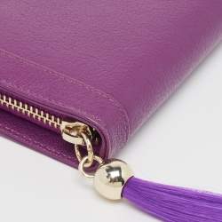 Pre Owned Aigner Purple Leather Cavallina Tassel Continental Wallet