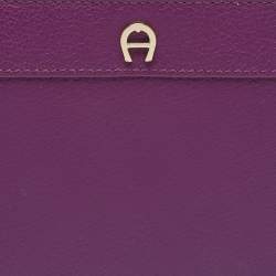 Pre Owned Aigner Purple Leather Cavallina Tassel Continental Wallet