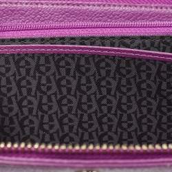 Pre Owned Aigner Purple Leather Cavallina Tassel Continental Wallet