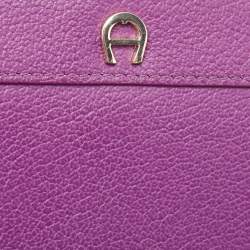 Pre Owned Aigner Purple Leather Cavallina Tassel Continental Wallet