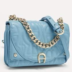 Aigner Blue Quilted Leather Diadora Shoulder Bag