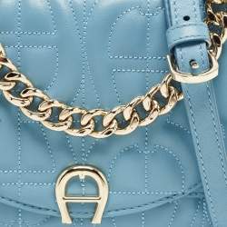 Aigner Blue Quilted Leather Diadora Shoulder Bag