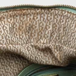 Pre Owned Aigner Mint Green Leather Front Pocket Satchel