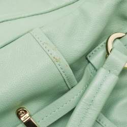 Pre Owned Aigner Mint Green Leather Front Pocket Satchel