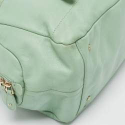 Pre Owned Aigner Mint Green Leather Front Pocket Satchel