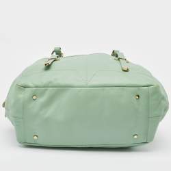 Pre Owned Aigner Mint Green Leather Front Pocket Satchel